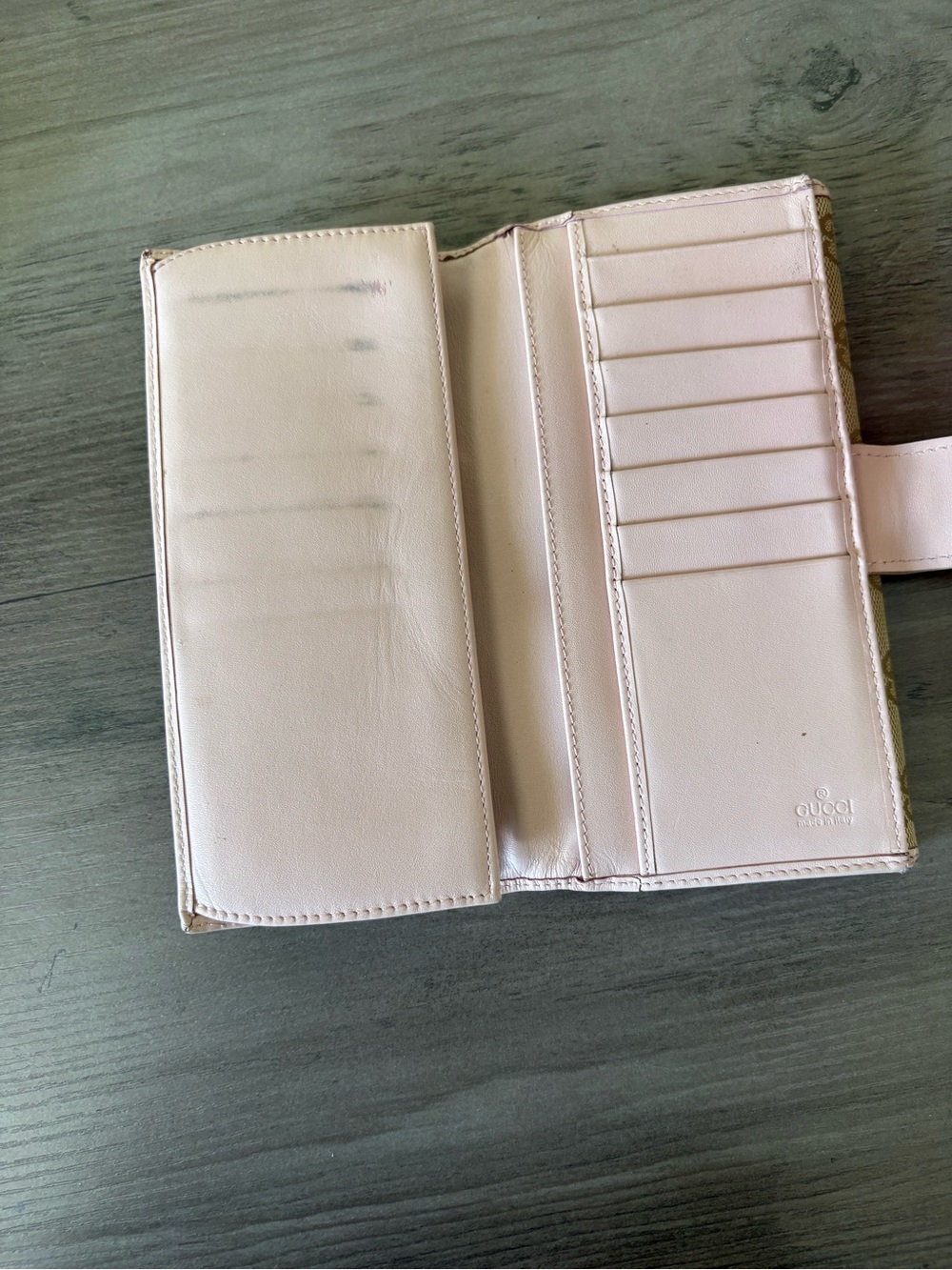 Vintage Gucci GG Monogram Canvas Pink Leather Continental Wallet w/ Box - Picture 6 of 8